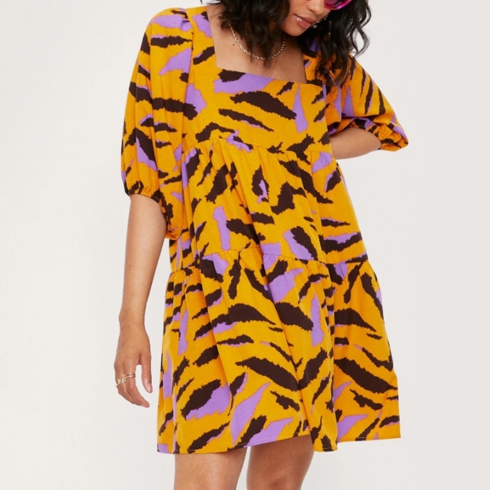 Zebra Smock Mini Dress